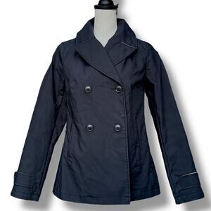 Banana Republic Black Short MAC Jacket Double Breast Lightweight Coat Small